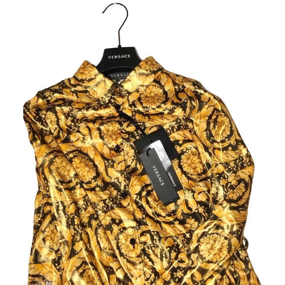 VERSACE Girls Black Gold Button Down Dress Waist Belt Sz 10A NWT 100% Authentic - Picture 7 of 9